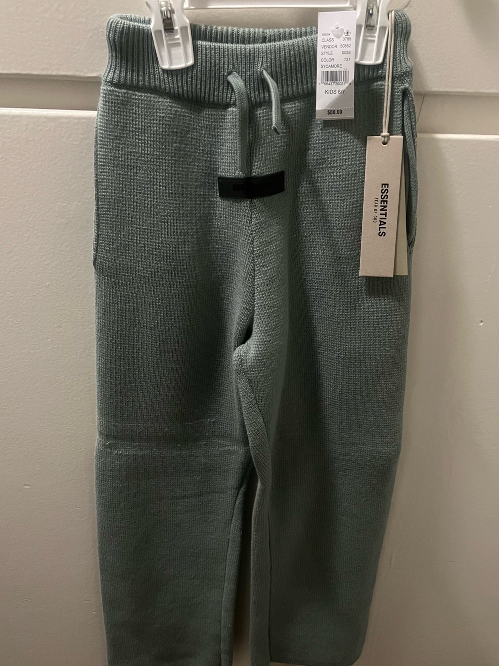 Essentials Kids Knit Joggers in Sage Green